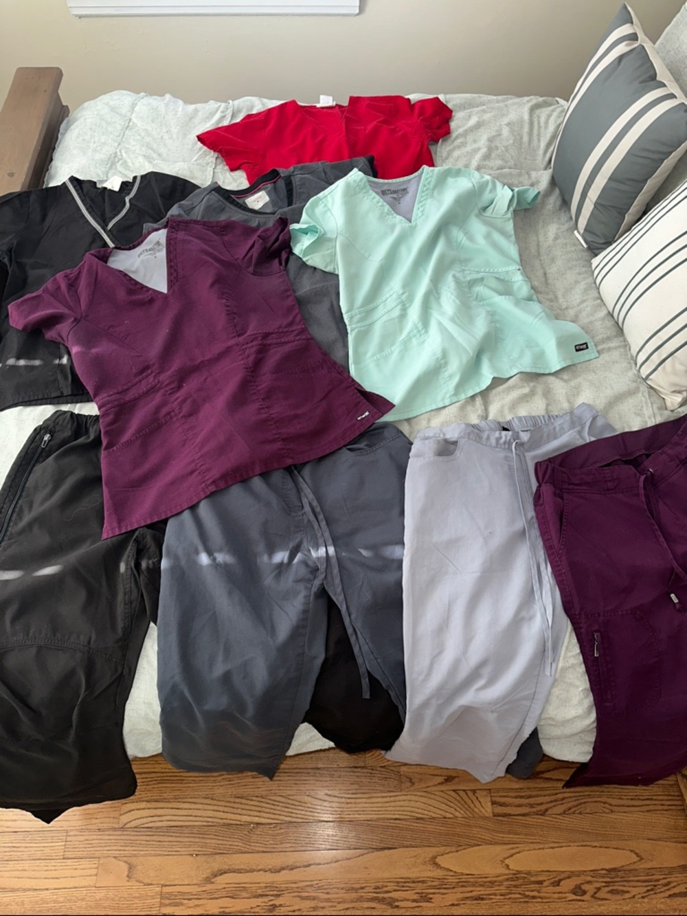 Mixed Medical Dental Scrub Tops and Pants - Mint, Burgundy, Red, Gray, Black